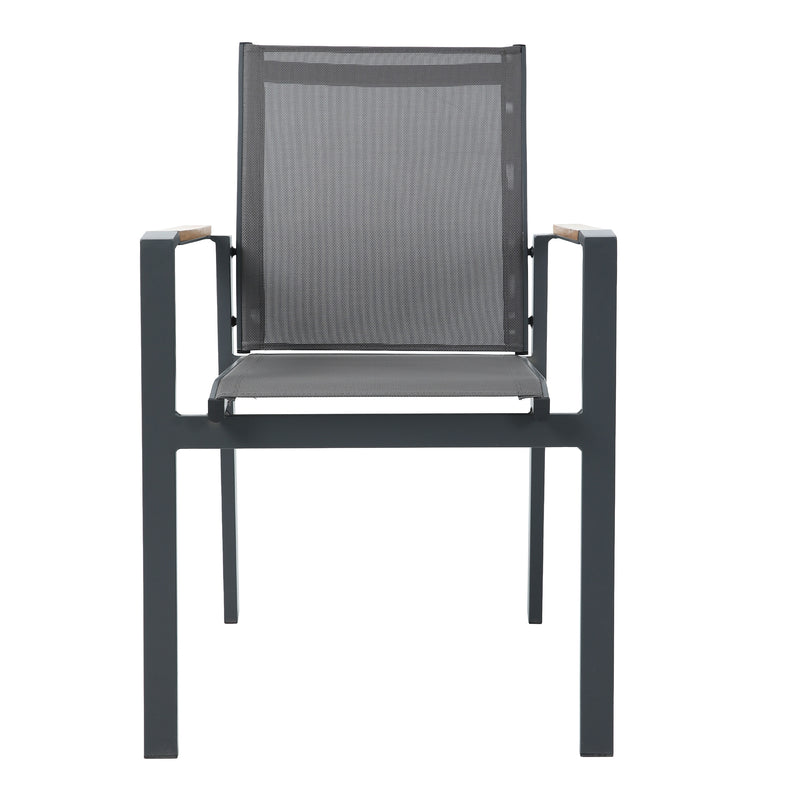AXI Alva Aluminium Havestole Antracit/Teak – Sæt med 4 stk.