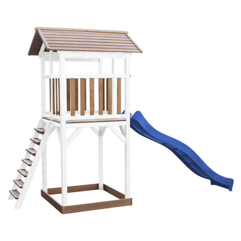 AXI Beach Tower Legetårn Brun/Hvid - Blå Rutsjebane