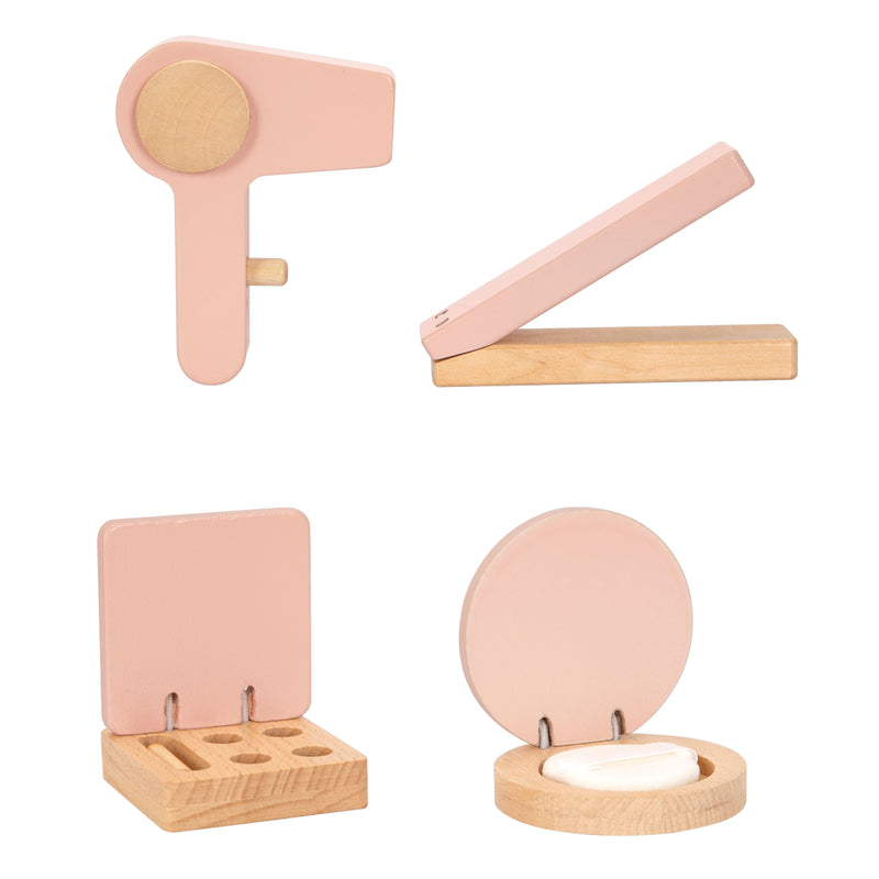 Tooky Toy Sminkebord i Træ med Rattanlook