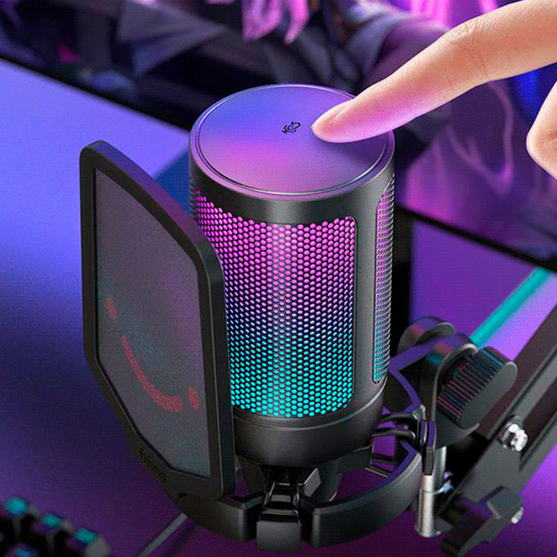 FIFINE A6T RGB USB-kondensatormikrofon med mikrofonarm, sort