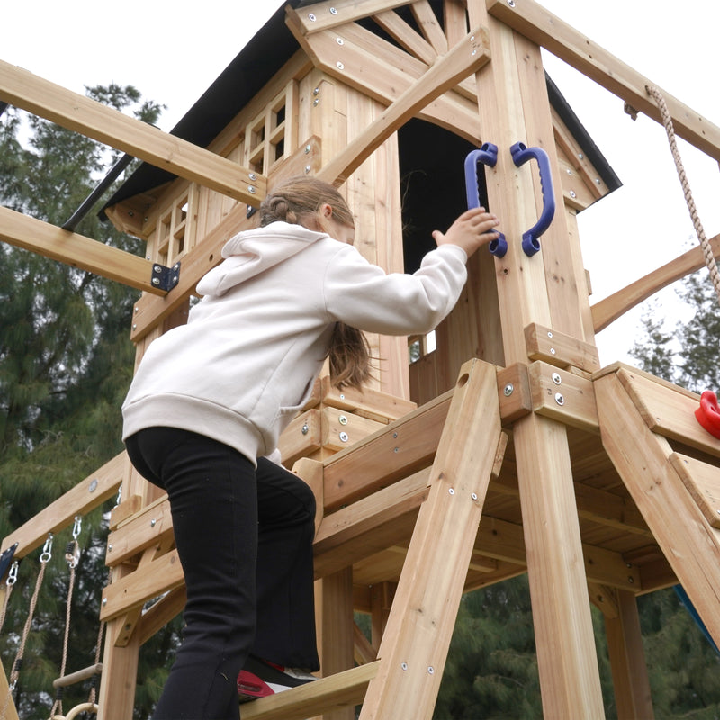 AXI Duncan Legetårn med Gynger, Klatrestativer og Monkey Bars – Creme Rutsjebane