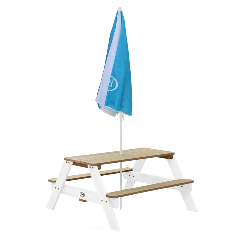 AXI Nick Picnicbord Brun/Hvid - Parasol Blå/Hvid