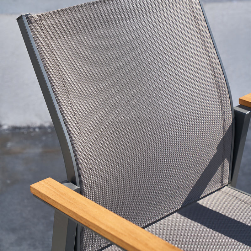 AXI Alva Aluminium Havestole Antracit/Teak – Sæt med 4 stk.