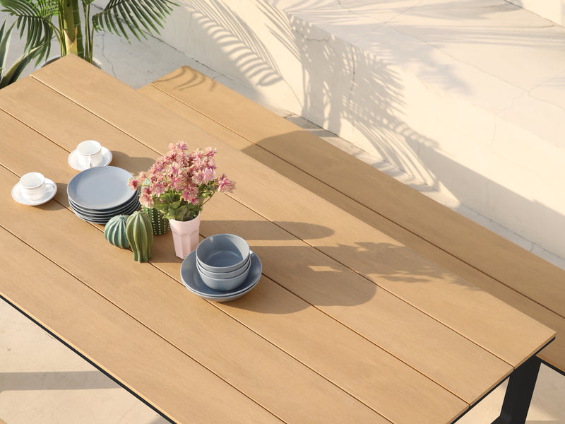 AXI Nori Picnicbord med 2 bænke - Antracit/Teak-look Polywood