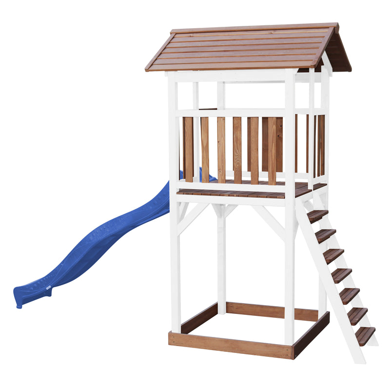AXI Beach Tower Legetårn Brun/Hvid - Blå Rutsjebane