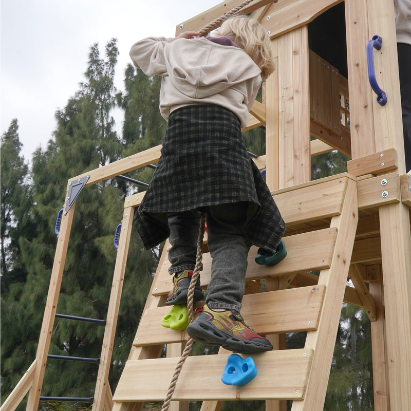 AXI Duncan Legetårn med Gynger, Klatrestativer og Monkey Bars – Creme Rutsjebane