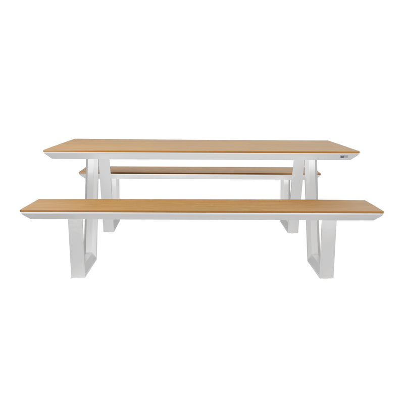 AXI Nori Picnicbord med 2 bænke - Hvid/Teak-look Polywood