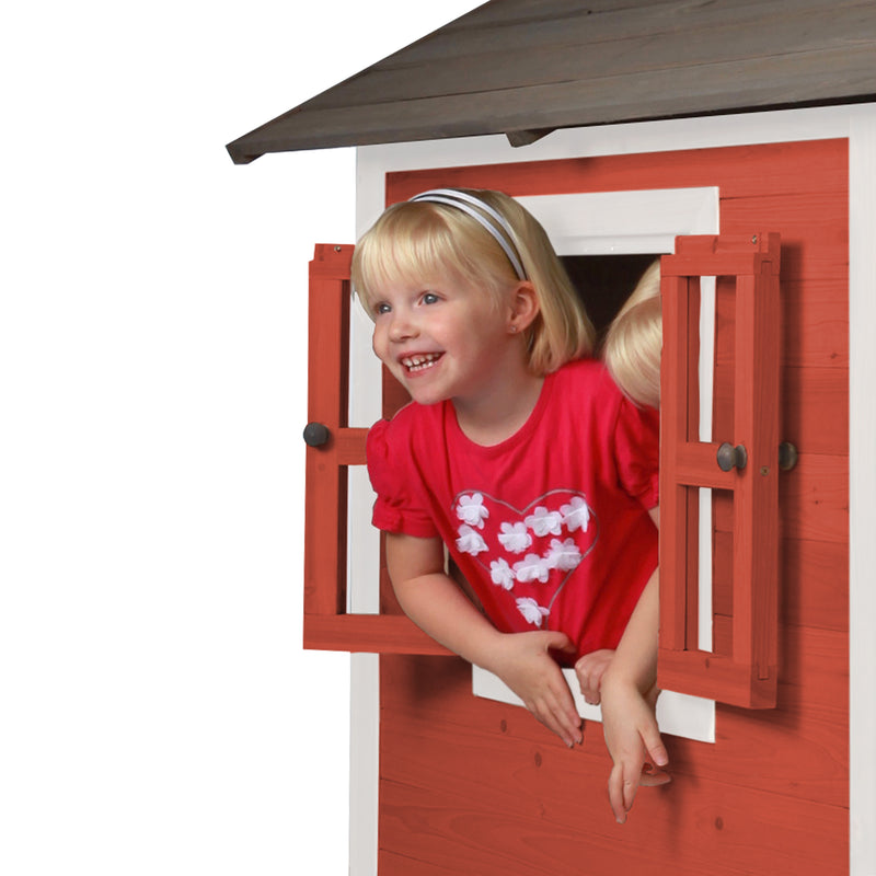 AXI Lodge XL Legehus Skandinavisk Rød - Hvid Rutsjebane
