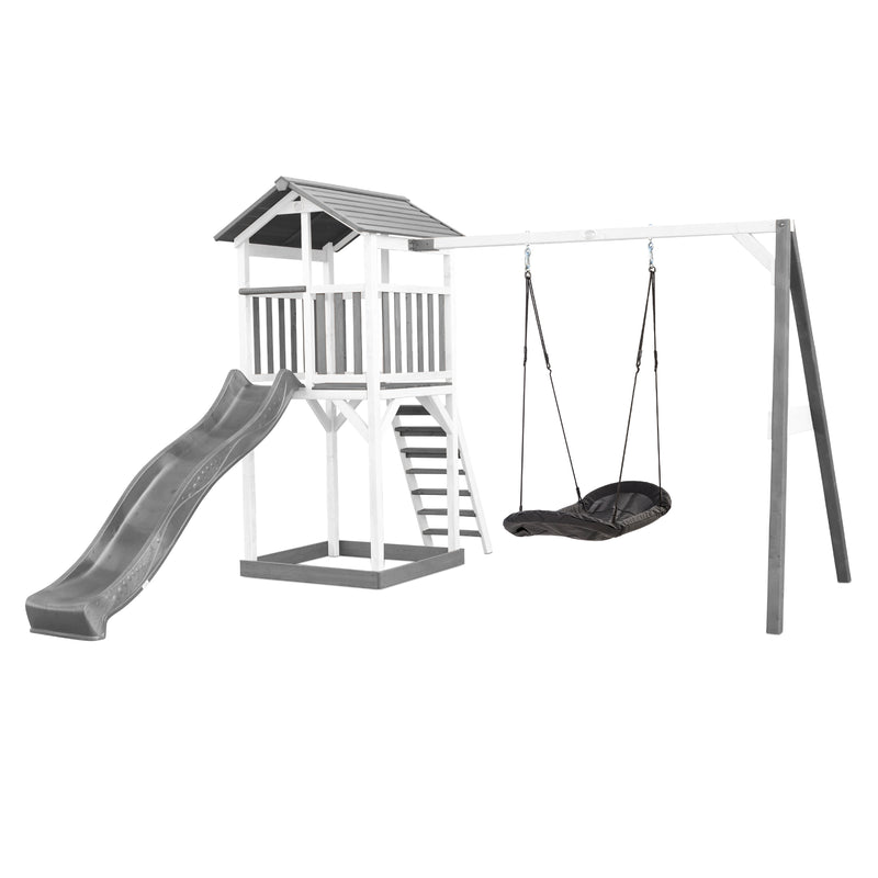 AXI Beach Tower Legetårn med Roxy Rede Gynge Grå/Hvid - Grå Rutsjebane