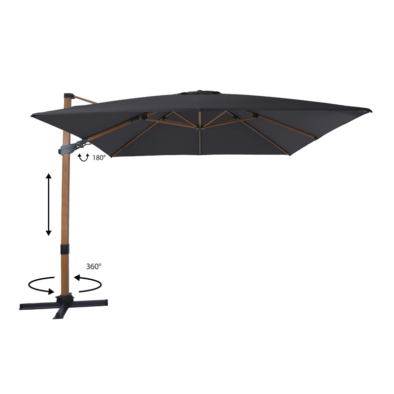 AXI Apollo Premium Hængeparasol 300x300cm - Trælook/Grå