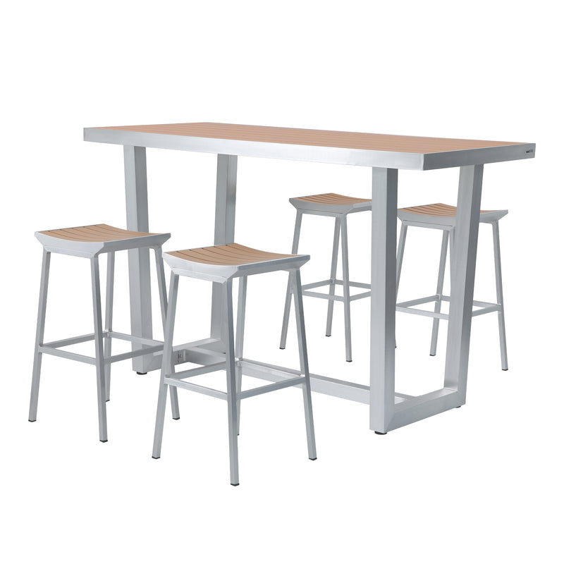 AXI James Barmøbelsæt med 4 barstole - Aluminium/Træ-look