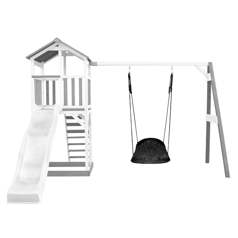 AXI Beach Tower Legetårn med Roxy Rede Gynge Grå/Hvid - Hvid Rutsjebane