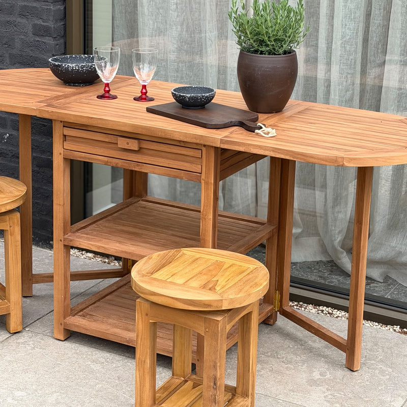 AXI Nomani sammenklappeligt Teak lavt Barbord med 2 skamler