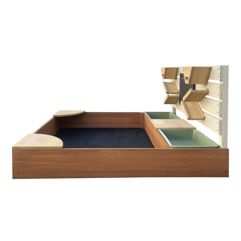 AXI Cato Sandkasse 100 x 105 cm med Sand- og Vandbakker og Legevæg - Beige/Brun