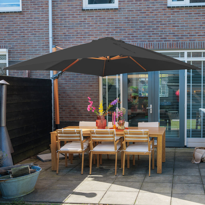 AXI Apollo Premium Hængeparasol 300x300cm - Trælook/Grå