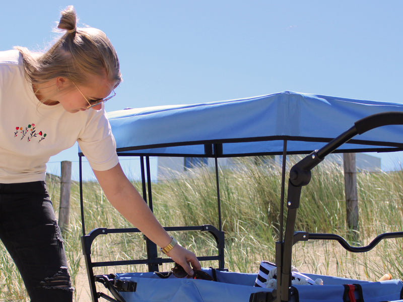 AXI AB210 sammenklappelig Strandvogn med tag, taske, bremse og styr - Blå