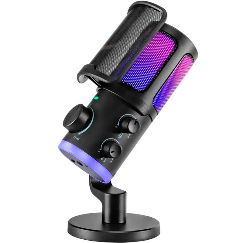 FIFINE AM6 RGB USB-kondensatormikrofon med knap til balance mellem chat- og spillyd, sort