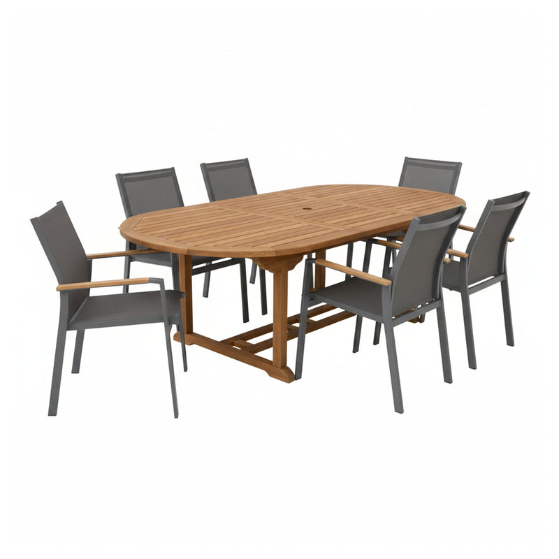 AXI Marzi/Alva 180-240 cm Havesæt 7-delt Teak - udtrækkeligt