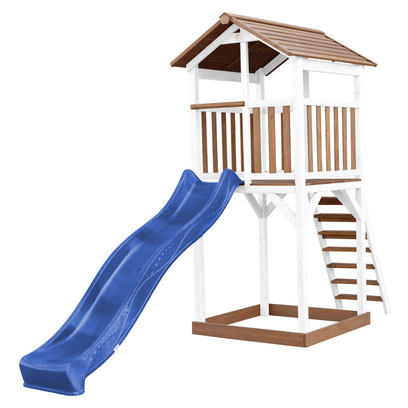 AXI Beach Tower Legetårn Brun/Hvid - Blå Rutsjebane