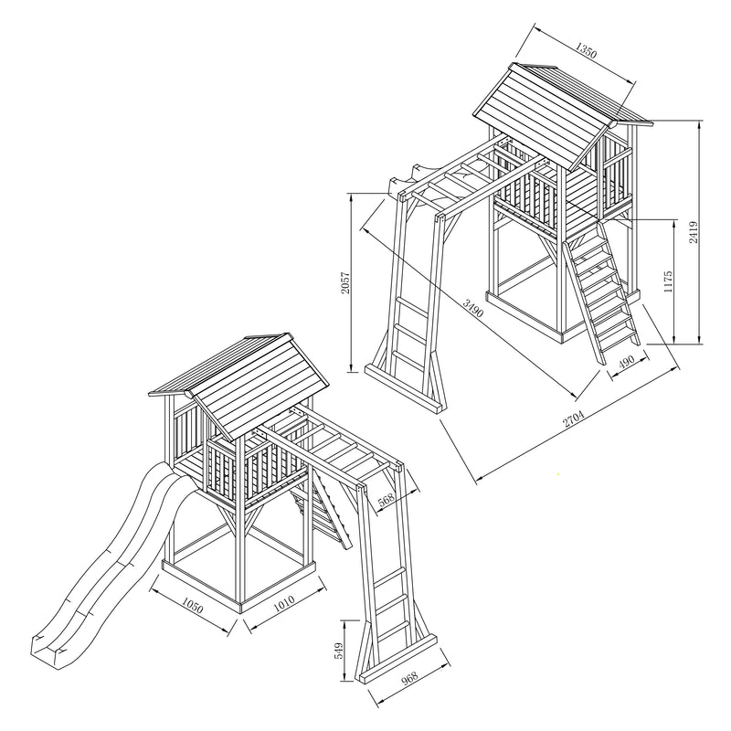 AXI Beach Tower Legetårn med Klatrestativ Grå/Hvid - Hvid Rutsjebane