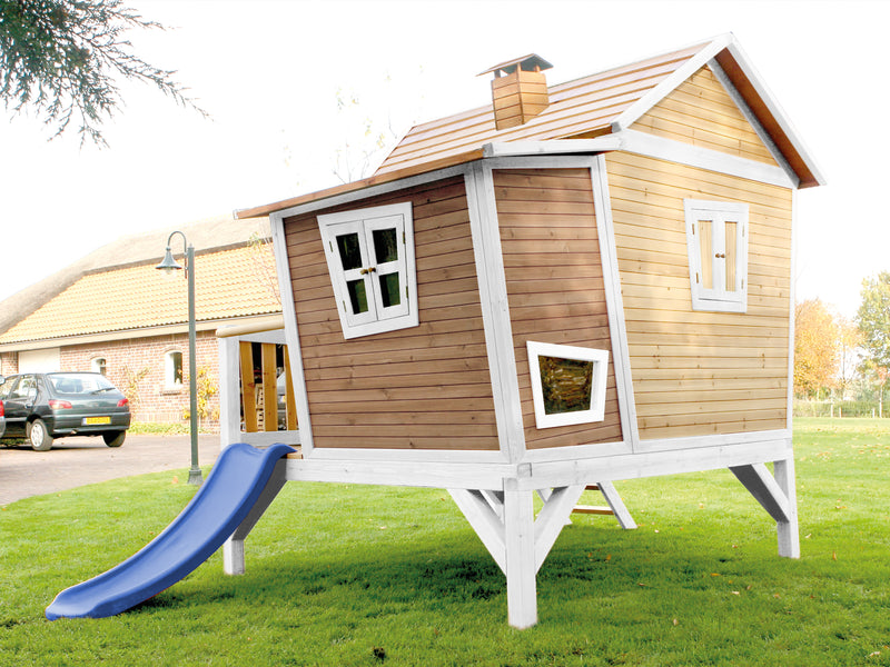 AXI Emma Legehus Brun/Hvid - Blå Rutsjebane