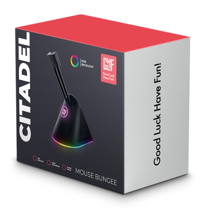 FragON - Citadel RGB musebungee med 3 farvede clips, sort