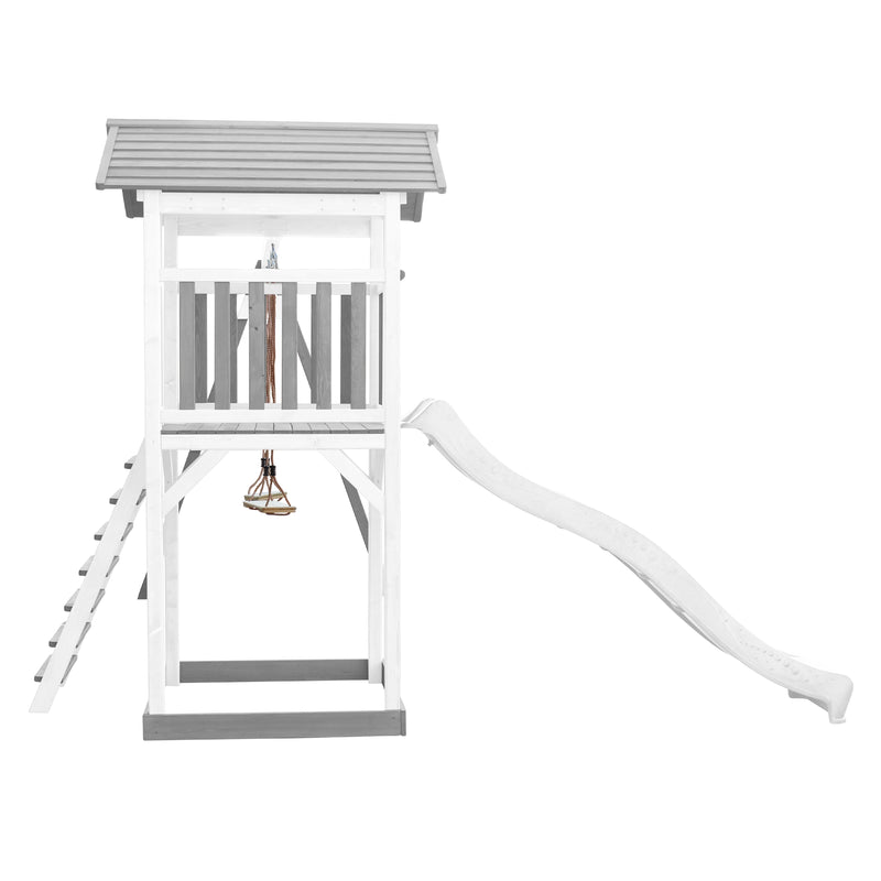 AXI Beach Tower Legetårn med Dobbelt Gynge Grå/Hvid - Hvid Rutsjebane