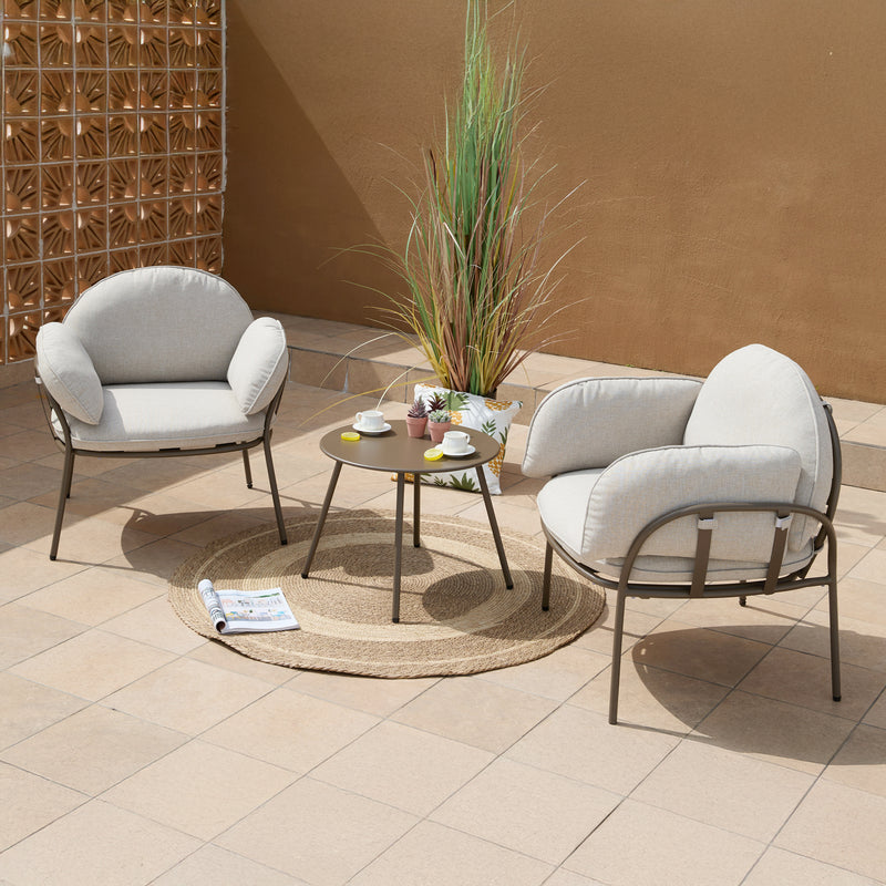 AXI Ziva Loungesæt med bord & 2 stole - Taupe/Beige