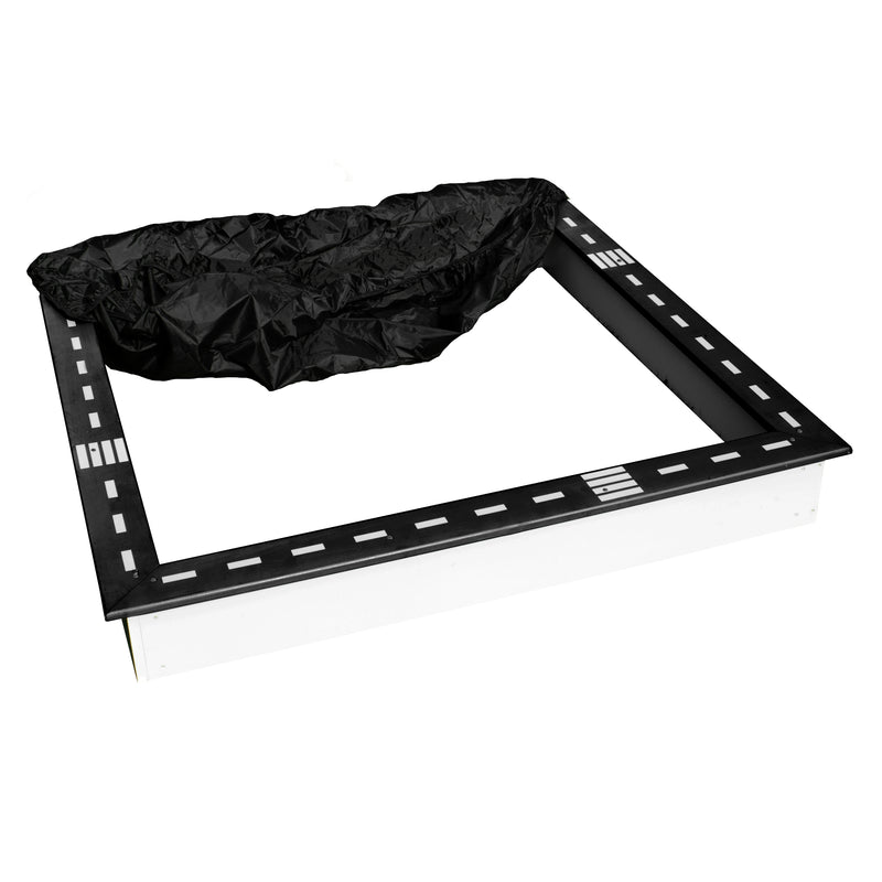 Sunny Sandy Sandkasse 127 x 127 cm med Racerbane - Sort/Hvid