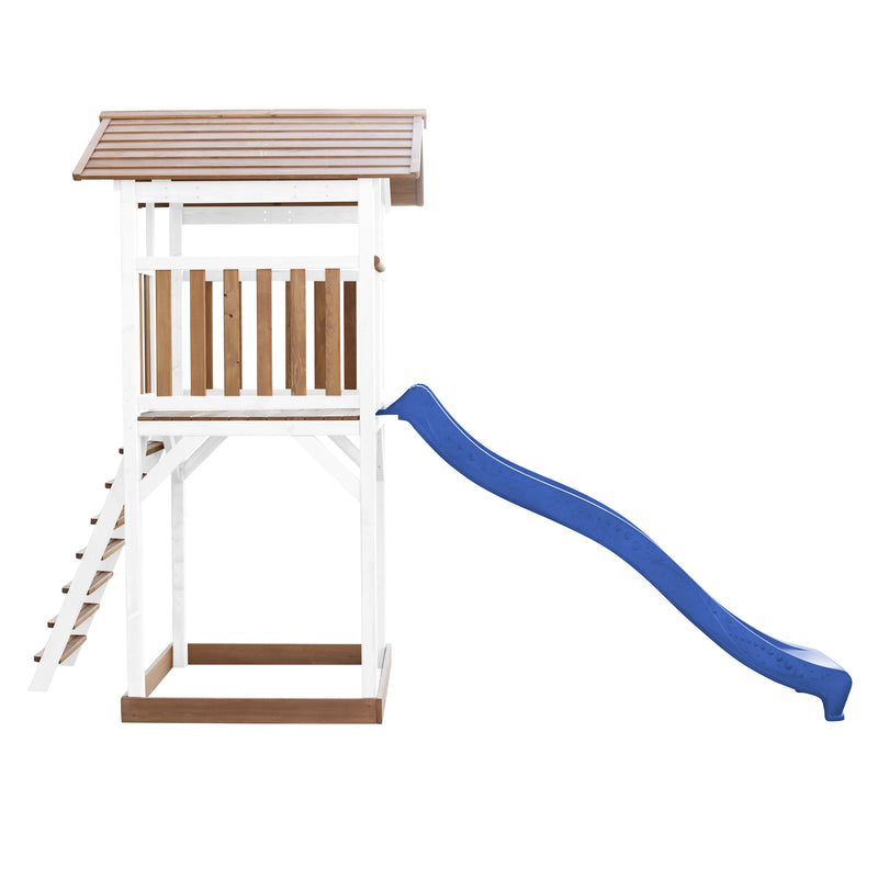 AXI Beach Tower Legetårn Brun/Hvid - Blå Rutsjebane