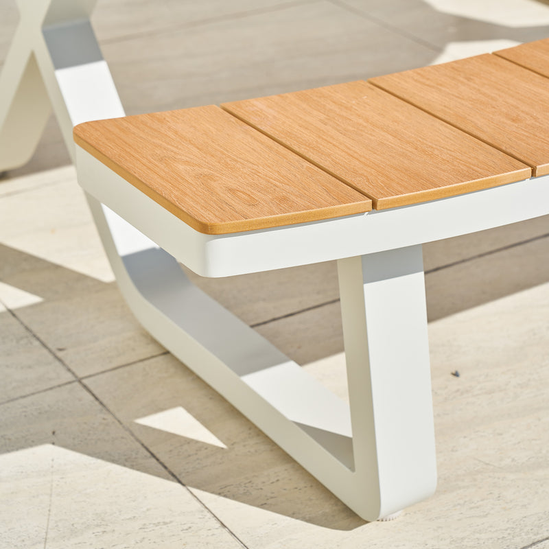 AXI Jax Picnicbord med 2 bænke Oval – Sandy Beige/Teak-look Polywood