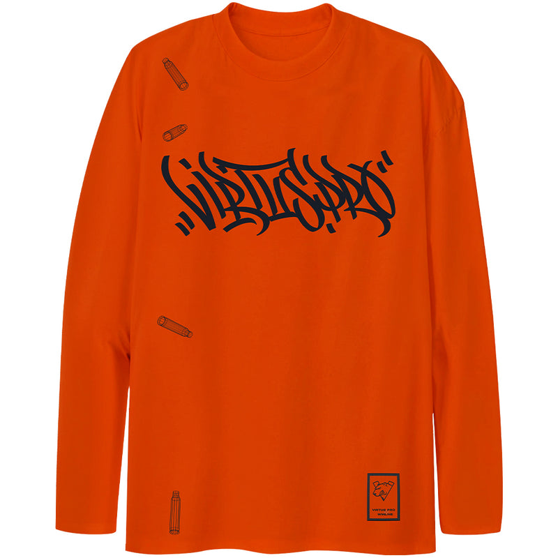 Virtus.pro langærmet trøje med velourlogo, farve: orange, størrelse