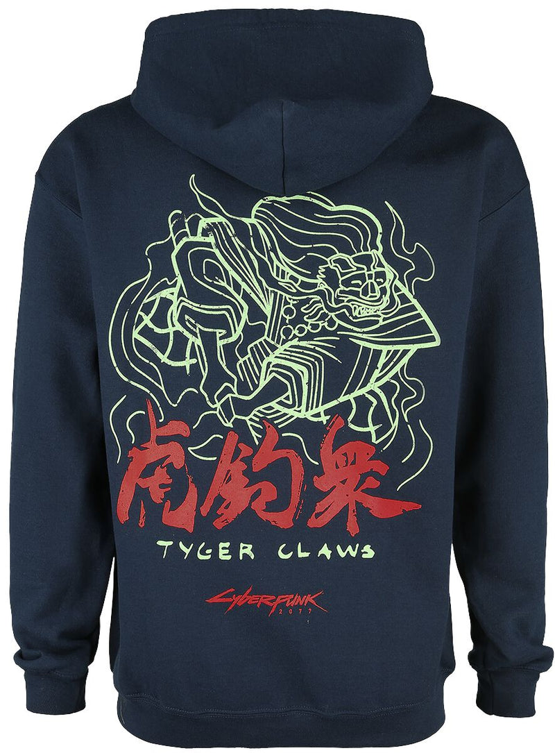 Jinx Cyberpunk 2077 - Tyger Claws For Lyfe hættetrøje marineblå, med lynlås