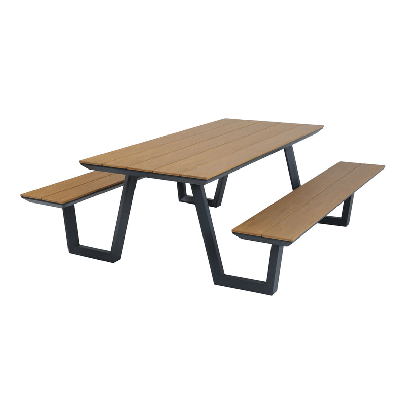 AXI Nori Picnicbord med 2 bænke - Antracit/Teak-look Polywood