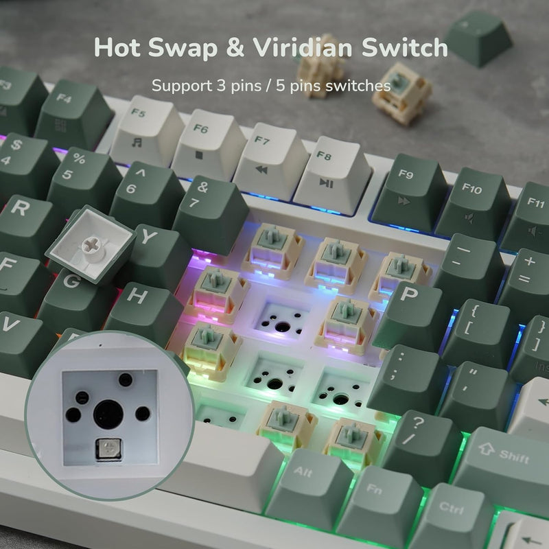 Royal Kludge M75 OLED 81K Taro Milk - RGB ANSI (ENG) trådløs