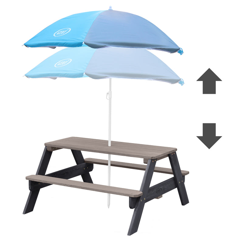 AXI Nick Picnicbord Antracit/Grå - Parasol Blå/Grå