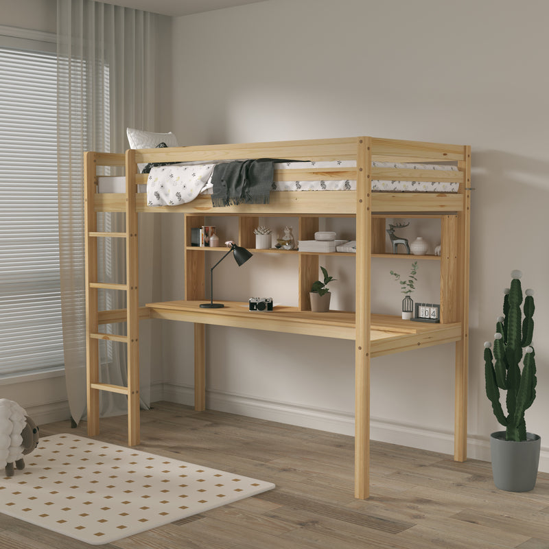 Sunny Sil Højseng med Skrivebord Natur – Uden Madras