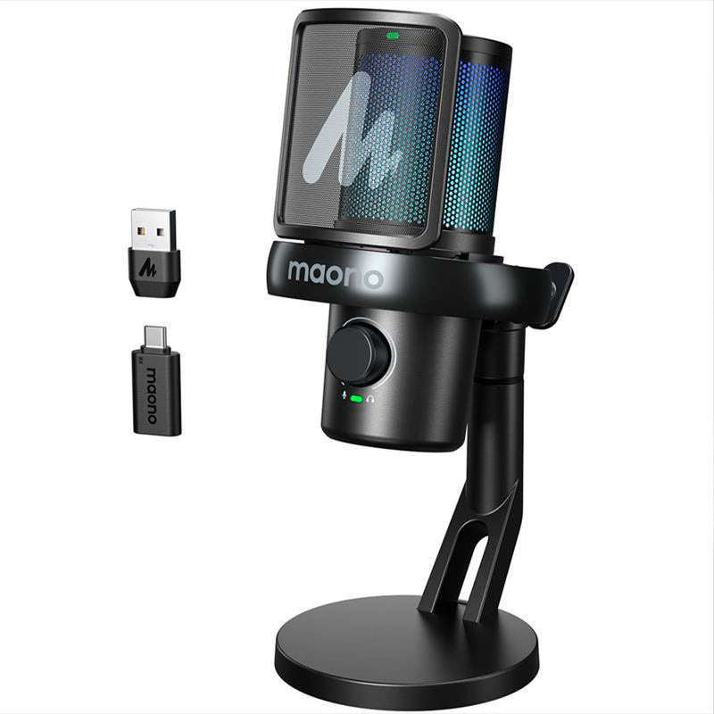 MAONO DM40 Pro AI-gamingmikrofon, kondensator, RGB, USB/trådløs, sort