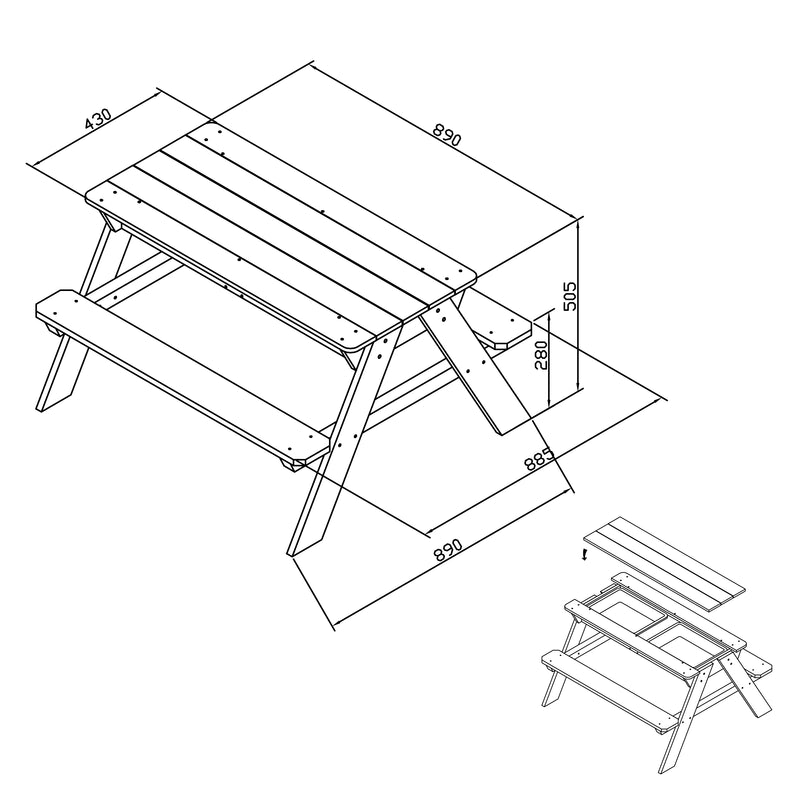 Sunny Dave Sand- og Vand Picnicbord - Brun