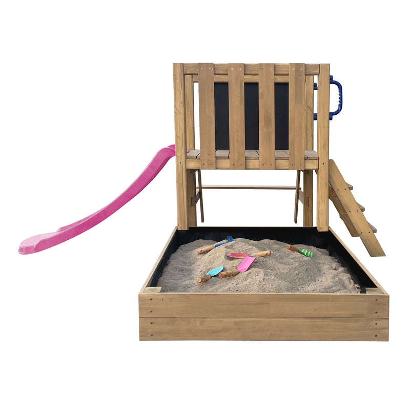 AXI Leah Mini Legetårn med Sandkasse, Picnicbord og Tavle – Lilla Rutsjebane