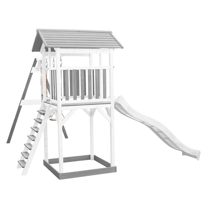 AXI Beach Tower Legetårn med Dobbelt Gynge Grå/Hvid - Hvid Rutsjebane