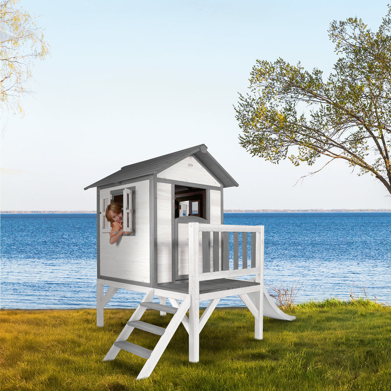 AXI Lodge XL Legehus Classic - Hvid Rutsjebane