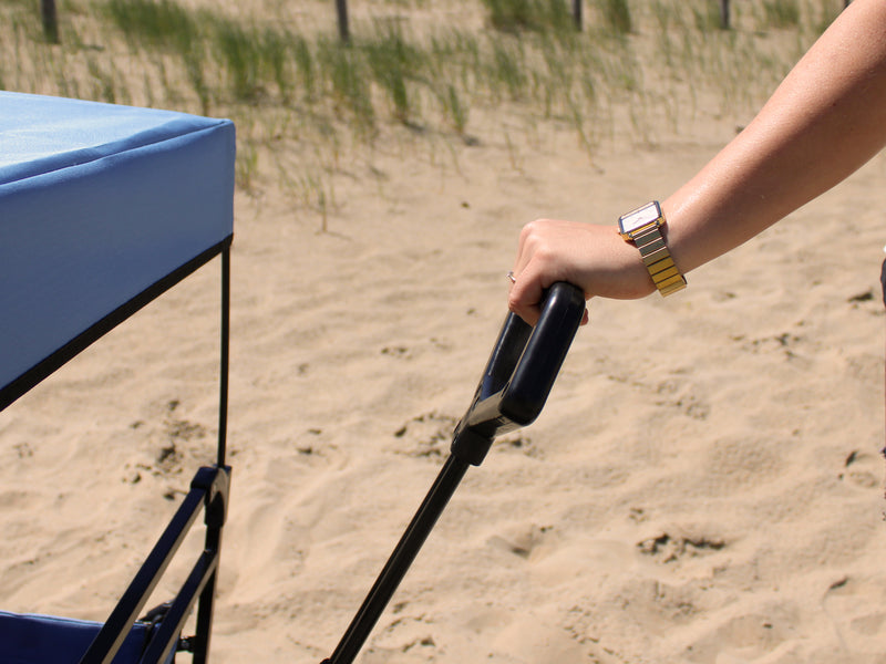 AXI AB210 sammenklappelig Strandvogn med tag, taske, bremse og styr - Blå