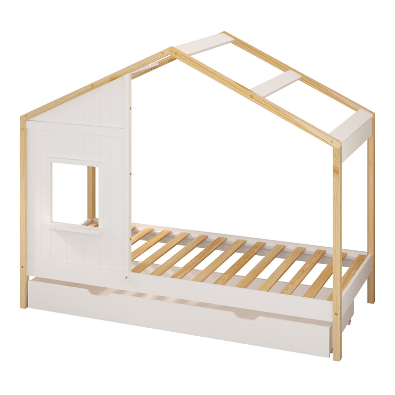 Sunny Beau Hushusseng med Opbevaringsskuffe Brun/Hvid – Med Madras
