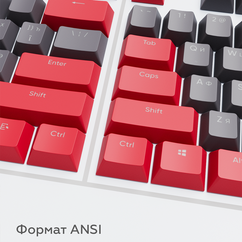 Dark Project KS-42 tastaturtaster (keycaps) PBT, ENG/RU/UA, grå/rød