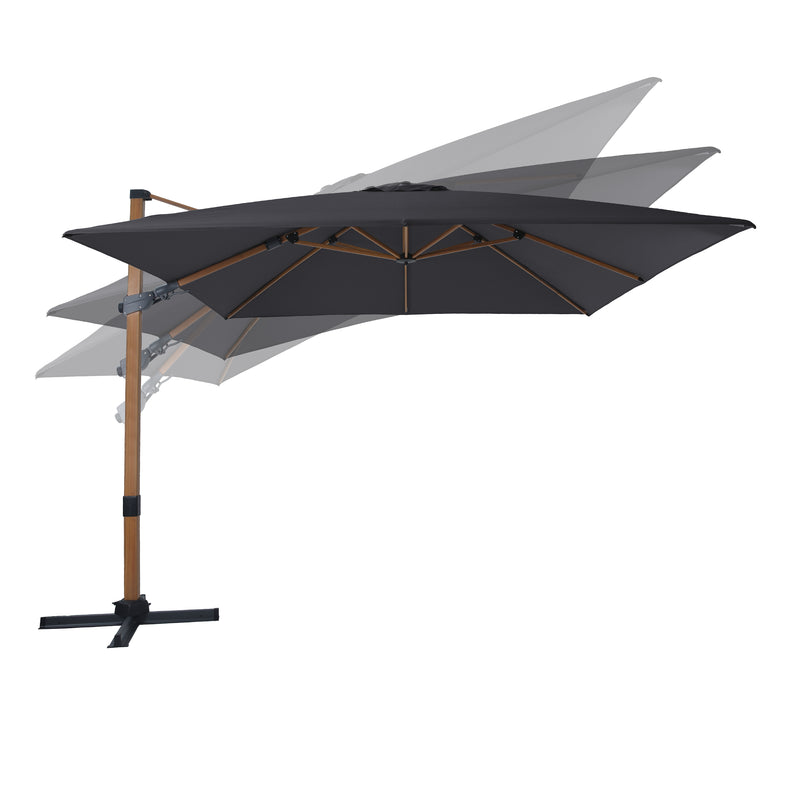 AXI Apollo Premium Hængeparasol 300x300cm - Trælook/Grå