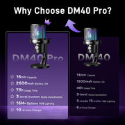 MAONO DM40 Pro Condenser RGB USB/Wireless AI Gaming Microphone, black