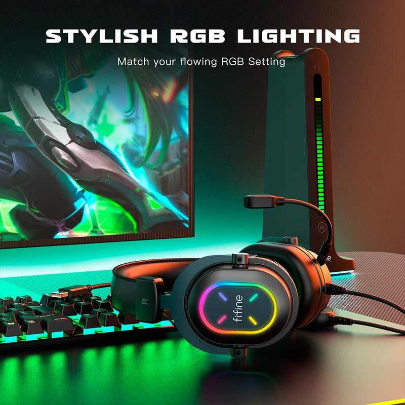 Fifine H6X Professional Gaming Headset, USB, RGB, Black