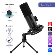 FIFINE K658 Dynamic RGB USB Microphone, Black