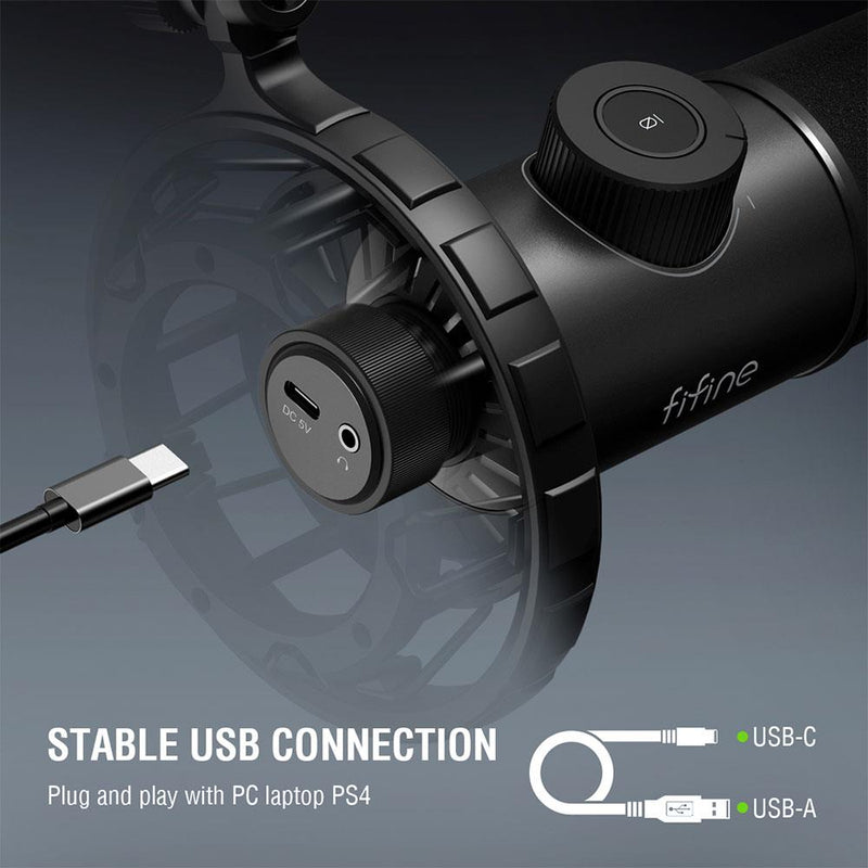 FIFINE K658 Dynamic RGB USB Microphone, Black